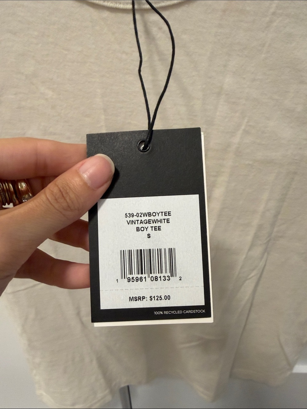 Re/Done Crewneck Tee in Off-White - Picture 3 of 4